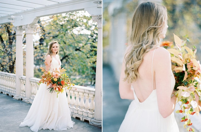 Leanne Marshall Gabrielle gown in this stunning Autumn inspiration shoot featured on Style Me Pretty - www.loveandlacebridalsalon.com/blog
