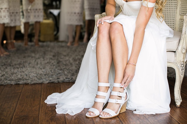 cute wedding shoes with the Tatyana Merenyuk Natalie bridal gown