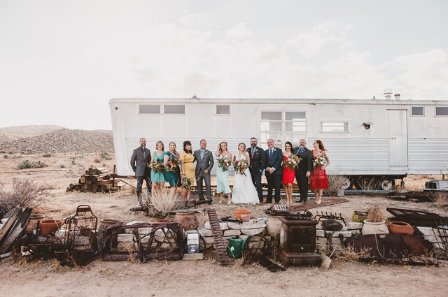 Our real bride and photographer Dana Grant in custom Divine Atelier | Found at Love and Lace Bridal Salon | Featured on Green Wedding Shoes - www.loveandlacebridalsalon.com/blog | cool bride, Wes Anderson inspired, desert wedding, retro wedding