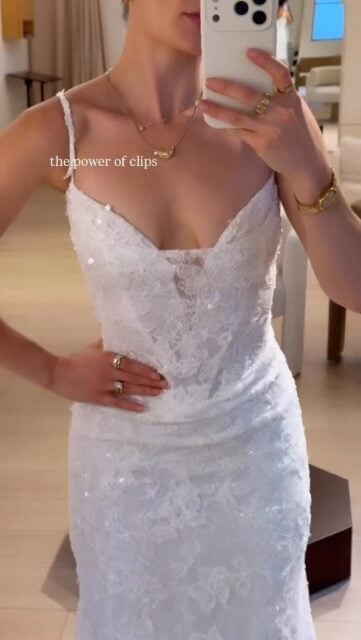Did you know we use clips to show you what your dress will look like when it fits correctly? It really makes all the difference in an appointment! Ready for your bridal appointment? Click the link in our bio to book! 💍✨

#loveandlacebridal #2027bride #weddingdress #orangecountybride #bridetobe