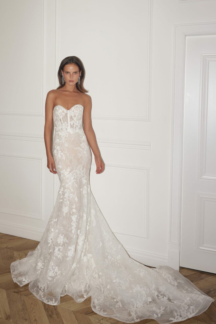 Bride wearing the Camilla plus size wedding dress by Gabrielle Atelier at Love and Lace Bridal Salon in Orange, CA